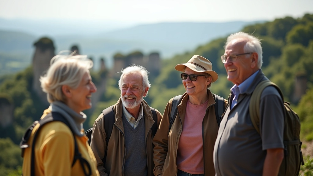 Skupinka seniorů na vyhlídce v Prachovských skalách