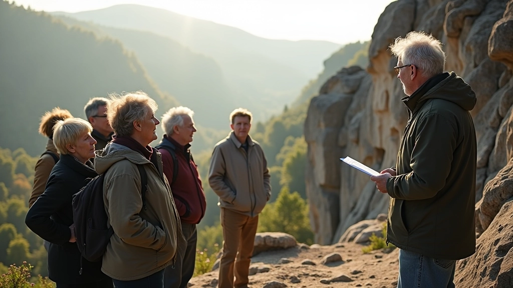 Průvodce vysvětluje geologické formace